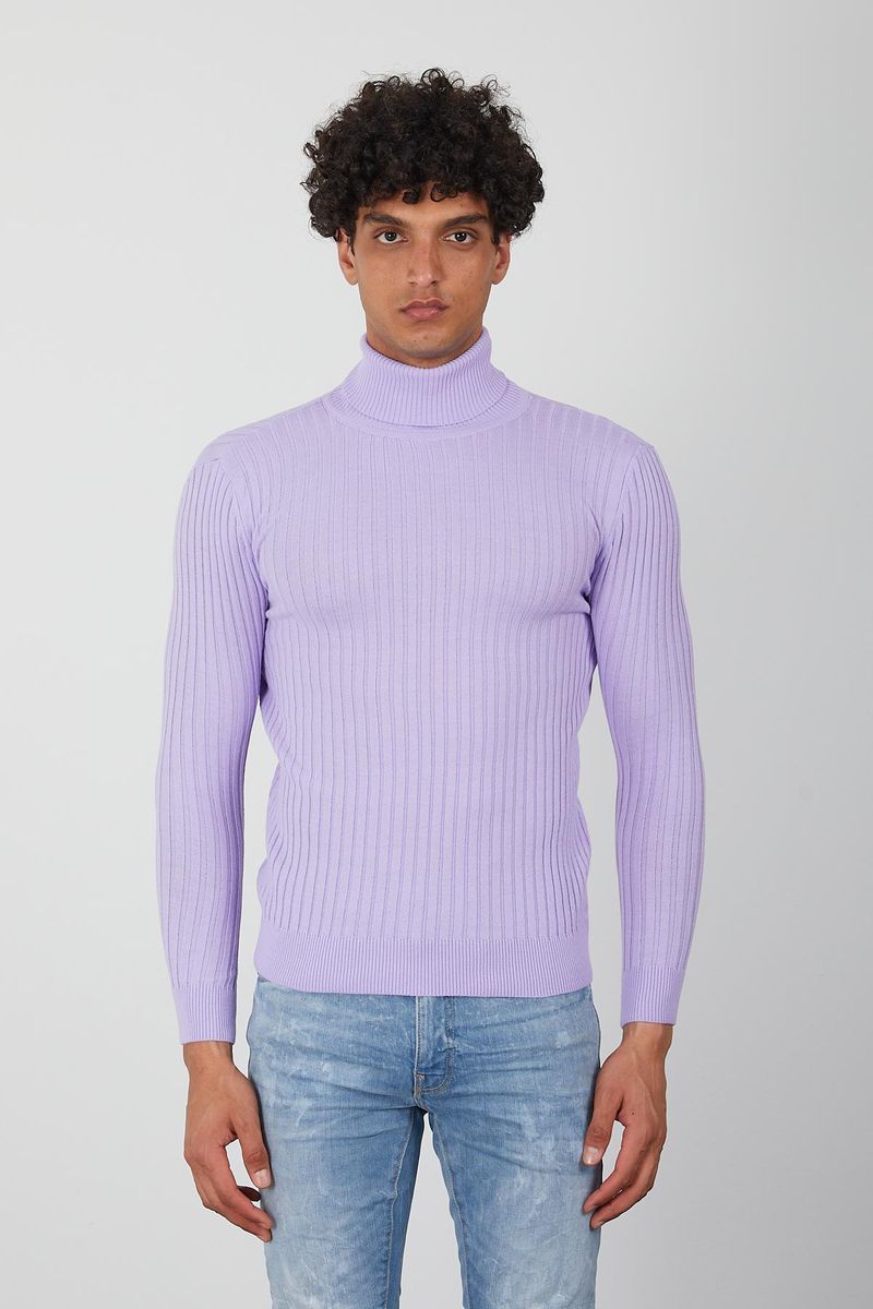 Lavender Men’s Turtleneck Sweater - Soft Knit Pullover