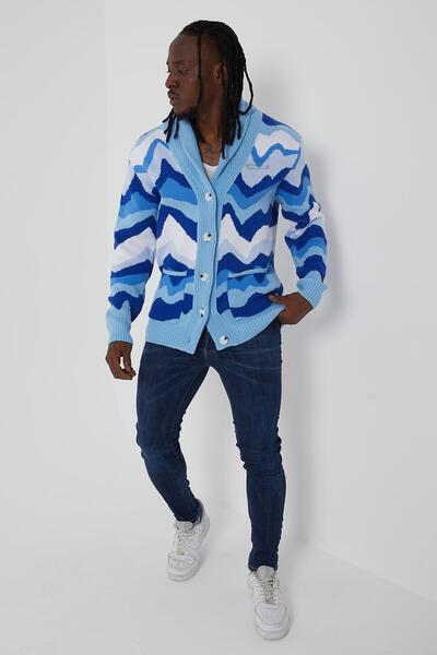 Men's Buttondown Cardigan- Sky