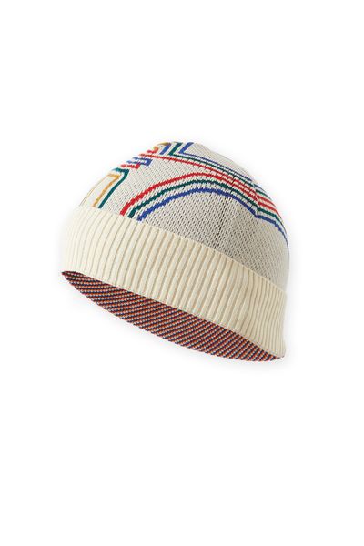 Striped Beanie | White Multi-Color Knit Cap