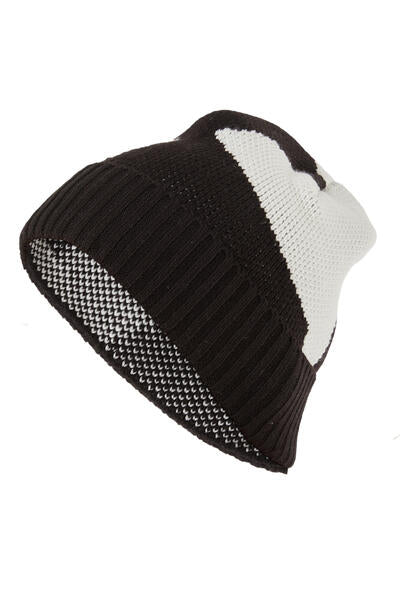 Minimalist Black & White Beanie- Graphic Knit Hat
