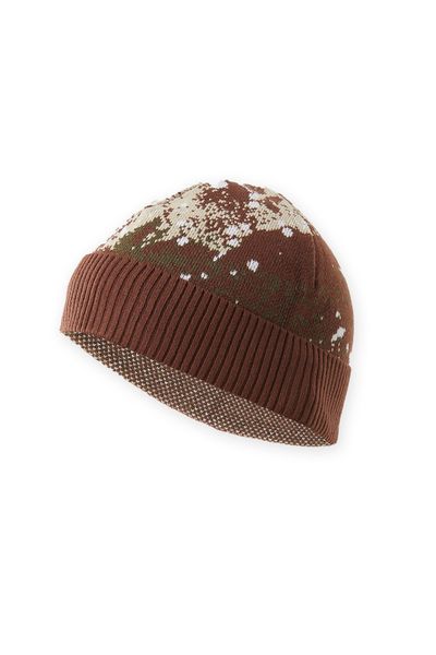 Speckled Knit Beanie Hat- Olive and Brown cap