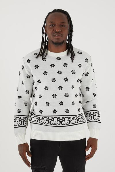 Men's Crewneck-White & Black