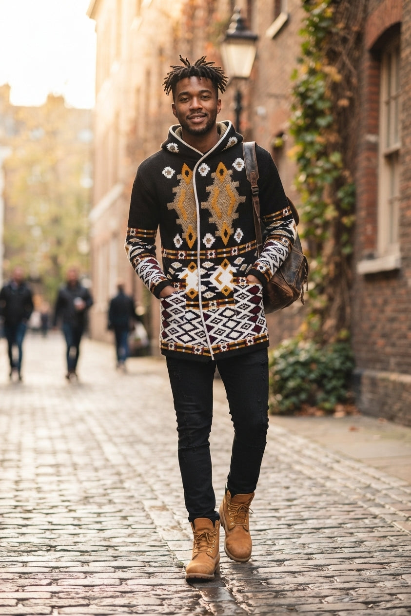 Men's Aztec Zip Up Hoodie