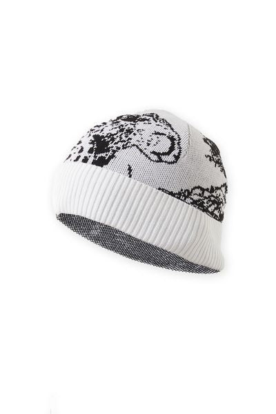 Black & White Beanie Hat | Animal Art Graphic Knit Cap
