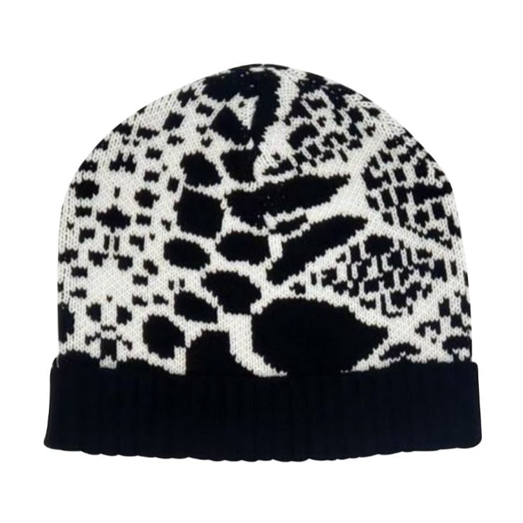 black and white beanie hat