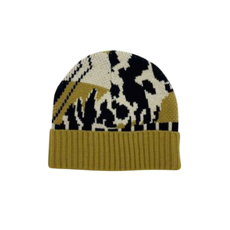 olive and black beanie hat