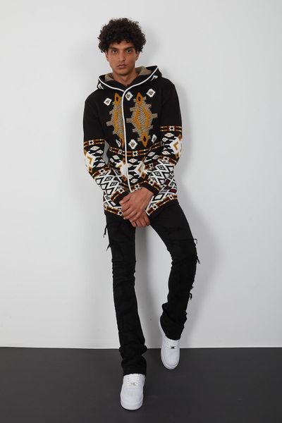 Men's Long Hooded Cardigan