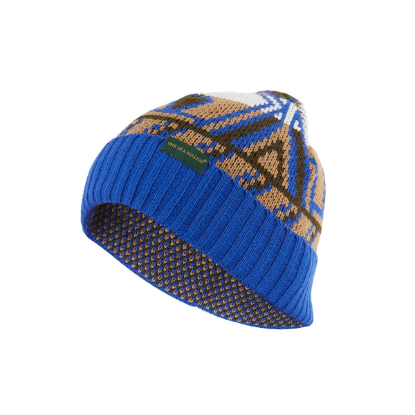 Blue and White Beanie Hat