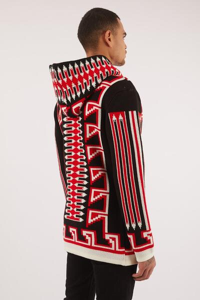 Men's Cardigan-Red & Black