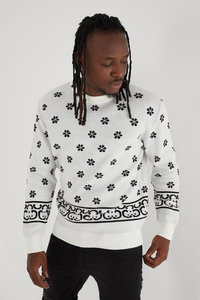 Men's Crewneck-White & Black