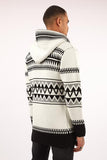 white and black hooded cardigan 