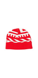 red and white beanie hat