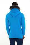 Men's Long Hooded Sweater- Scuba Blue