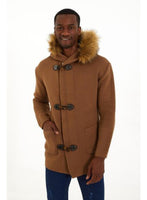 Men's Long Hooded Sweater- Tobacco